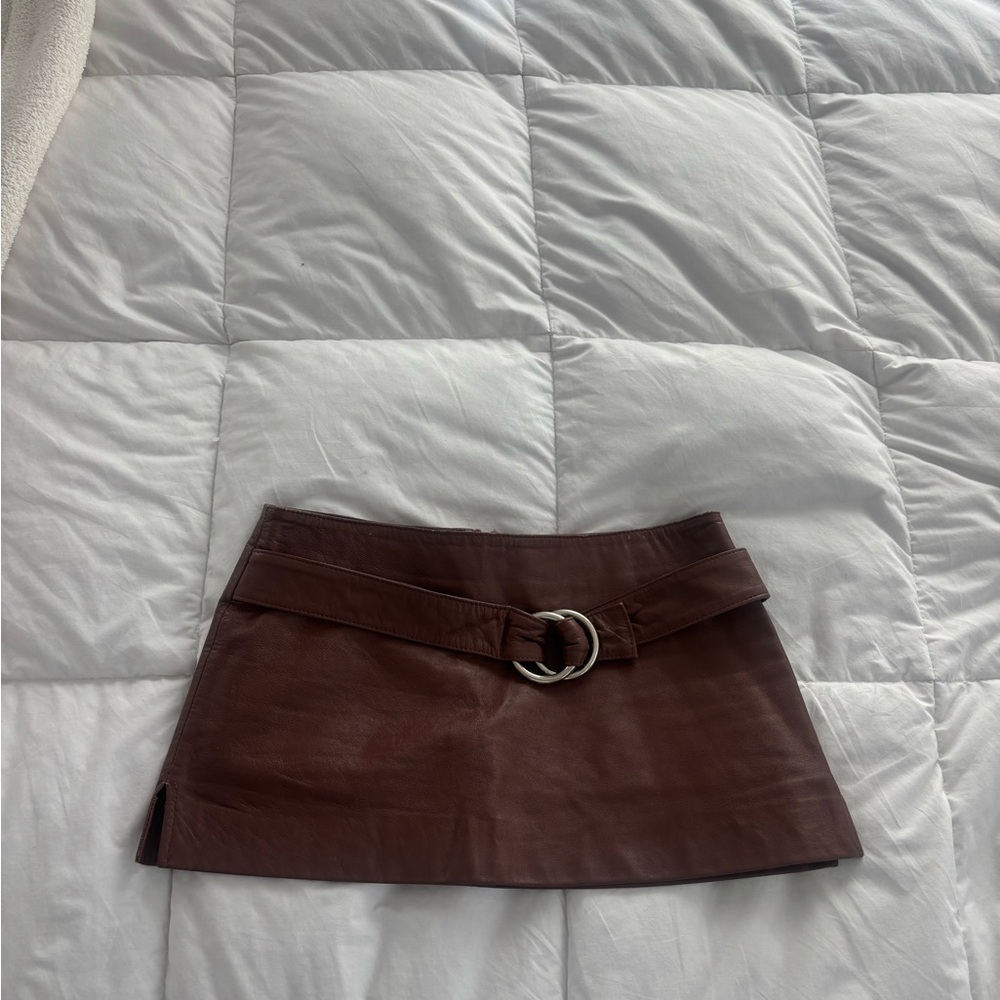 Claude Lamont brown leather skirt